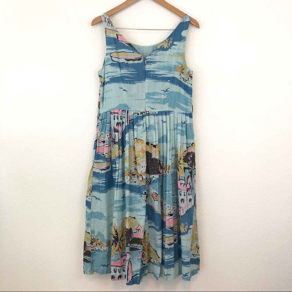 Boden Tall Nancy Dress Riviera Print Blue Beach - Picture 3 of 7